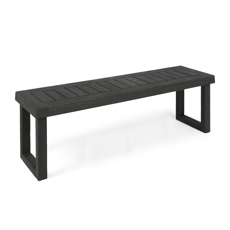 Outdoor 6 Seater Dining Set With Bench - Dark Gray / Light Gray