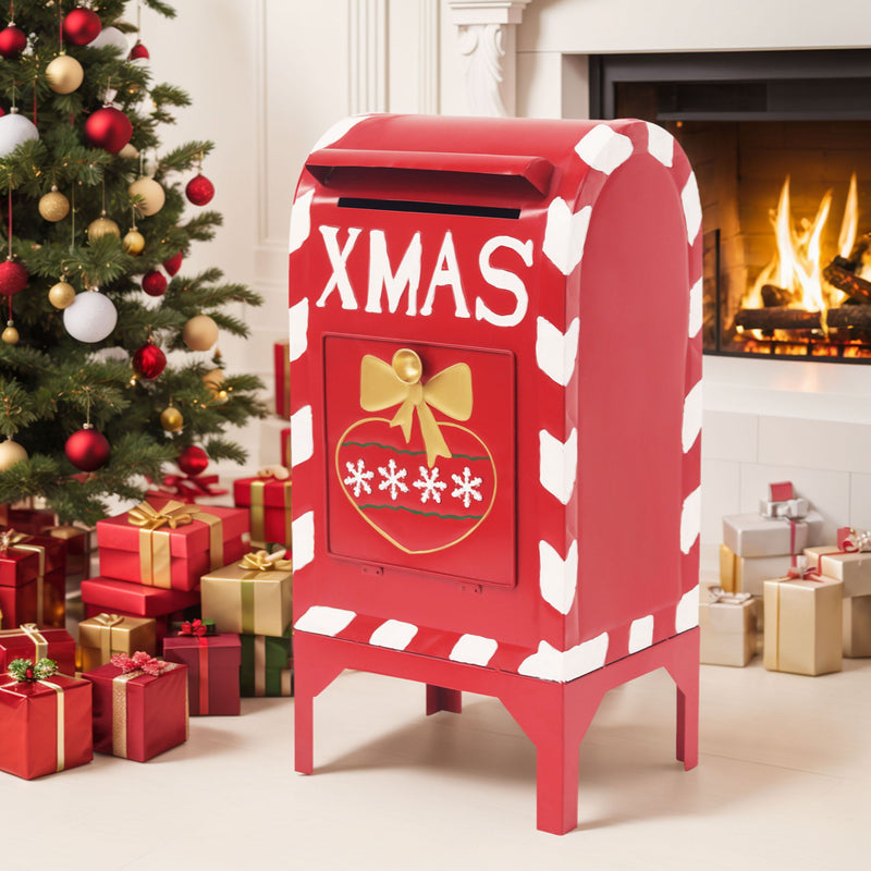 Christmas Mailbox Decoration With Festive Design, Classic Holiday Charm - Red