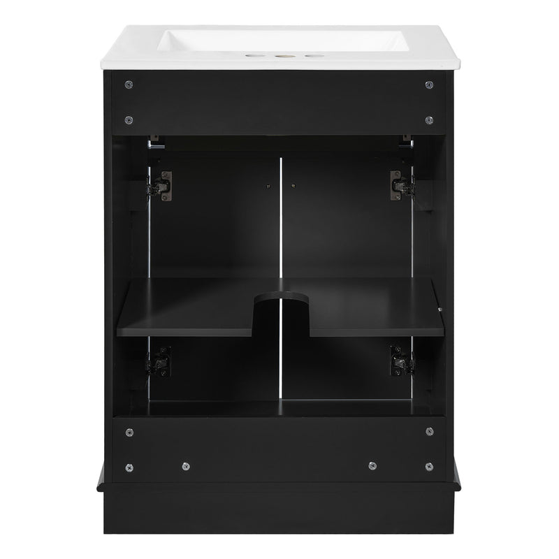 Bathroom Vanity With Integrated Sink, 2 Door Cabinet With Tip Out Drawer, Rectangular Design