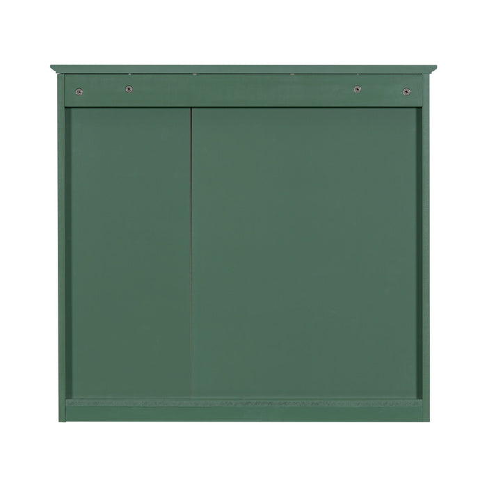 Bathroom Vanity With Top Sink, 2 Doors And 3 Drawers, Freestanding Set With Mirror Cabinet