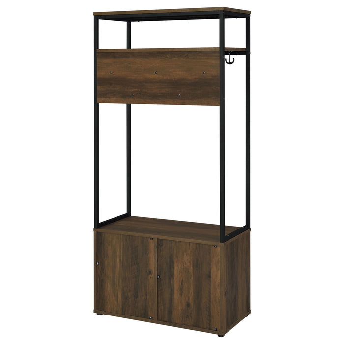 Flora - 2 Door Coat Rack Hall Tree Storage Bench And Multi Functional Storage - Natural