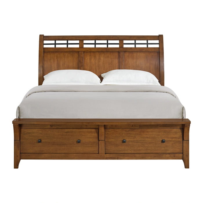 Gage Sleigh Storage Bed in Chestnut