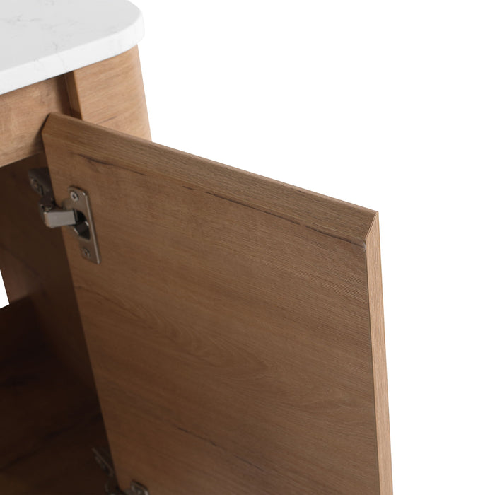 Wall Mounted Bathroom Vanity With Art Sink, 1 Storage Shelf, 2 Soft Close Doors