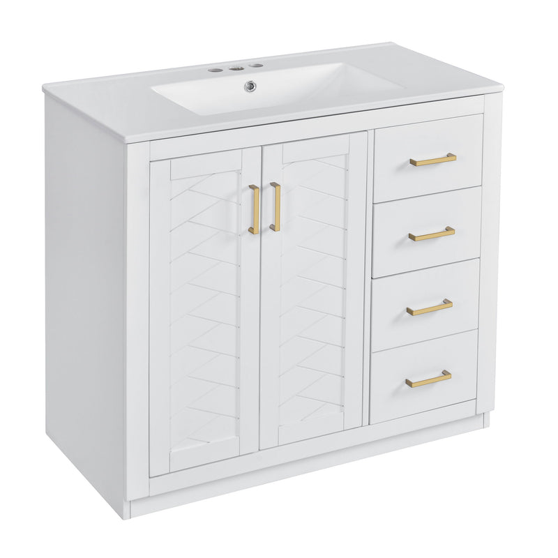 Bathroom Vanity With Sink Combo, Storage Cabinet, Freestanding Set With 3 Drawers & Soft Closing Doors