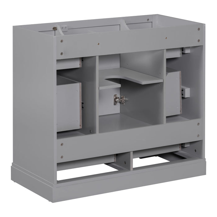 Modern Bathroom Vanity Base Only, 6 Drawer Storage With Adjustable Shelf