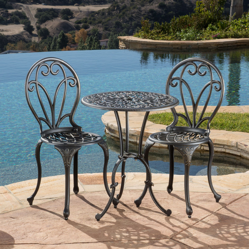 Thomas - 3 Pieces Cast Bistro Set - Black / Gold