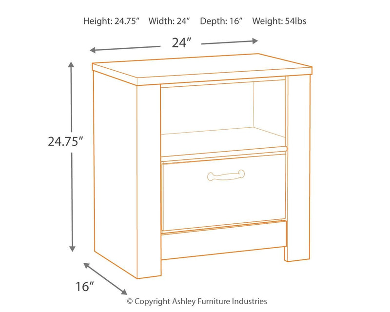 Bellaby - One Drawer Night Stand - Whitewash
