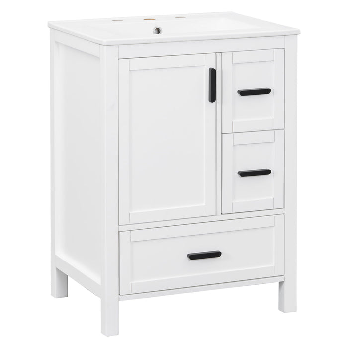 Bathroom Vanity With Sink, Soft-Close Doors, Double-Layer Shelf And 3 Drawers