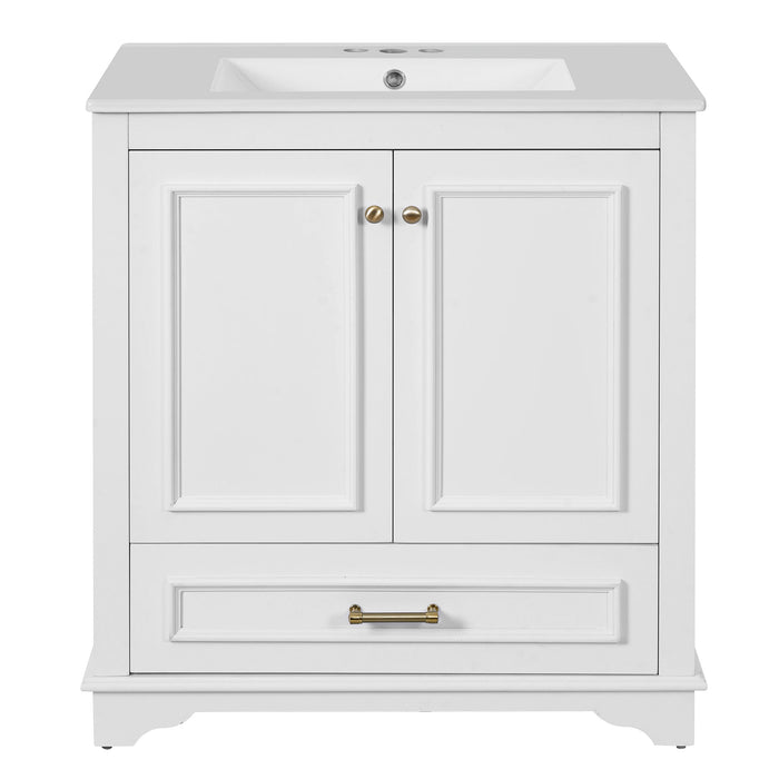 Bathroom Vanity With Sink, Cabinet & 2 Soft Closing Doors & Adjustable Shelf