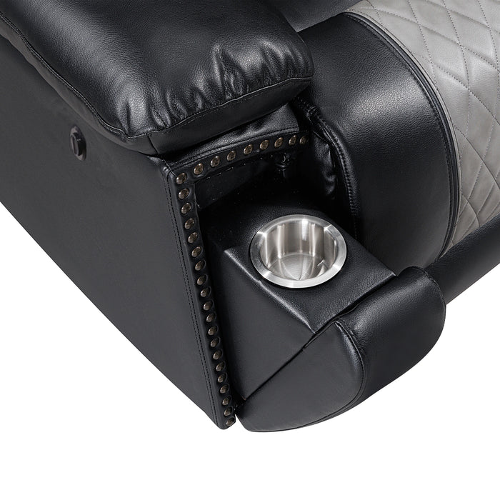 Nikko Sofa W/Pwr Fr-Black/Gray