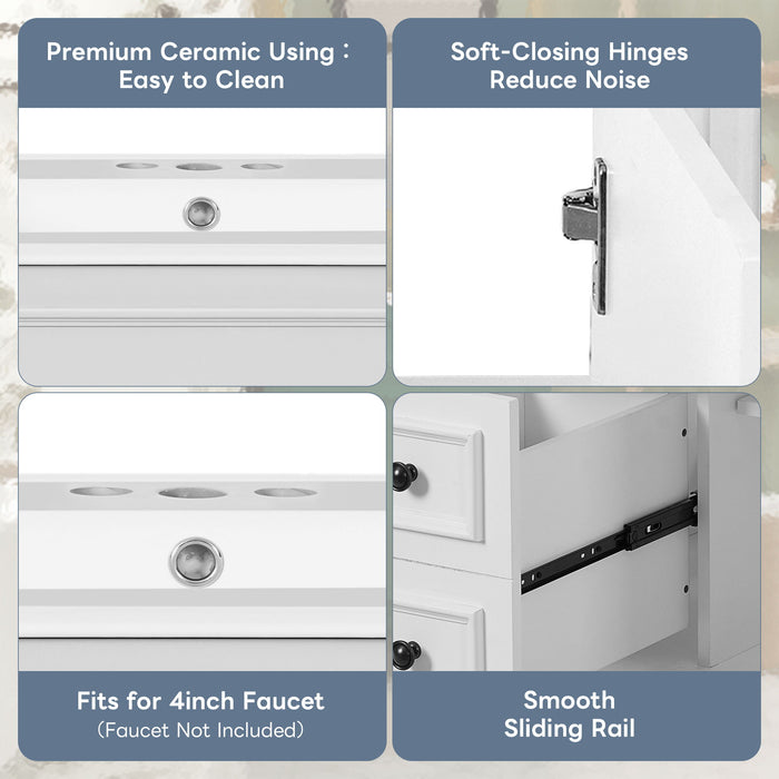 Bathroom Vanity With Sink, Cabinet With 2 Drawers And Adjustable Shelf