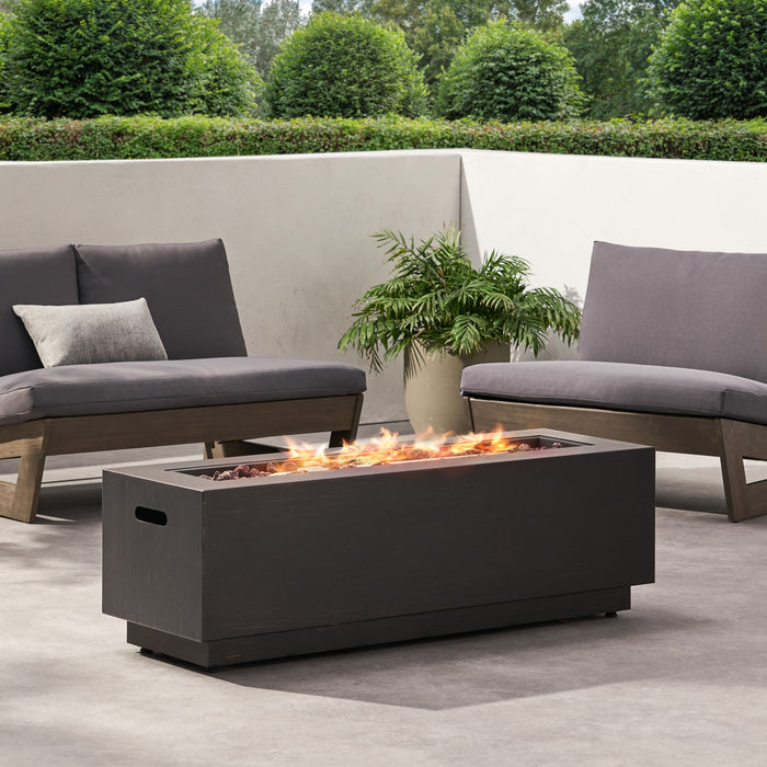 Modern Outdoor Iron Propane Fire Pit, 50, 000 Btu, Sleek Design - Brown / Gold