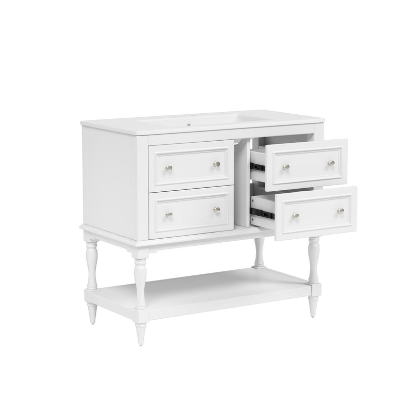 Bathroom Vanity Cabinet With Undermount Sink, 4 Drawer Set