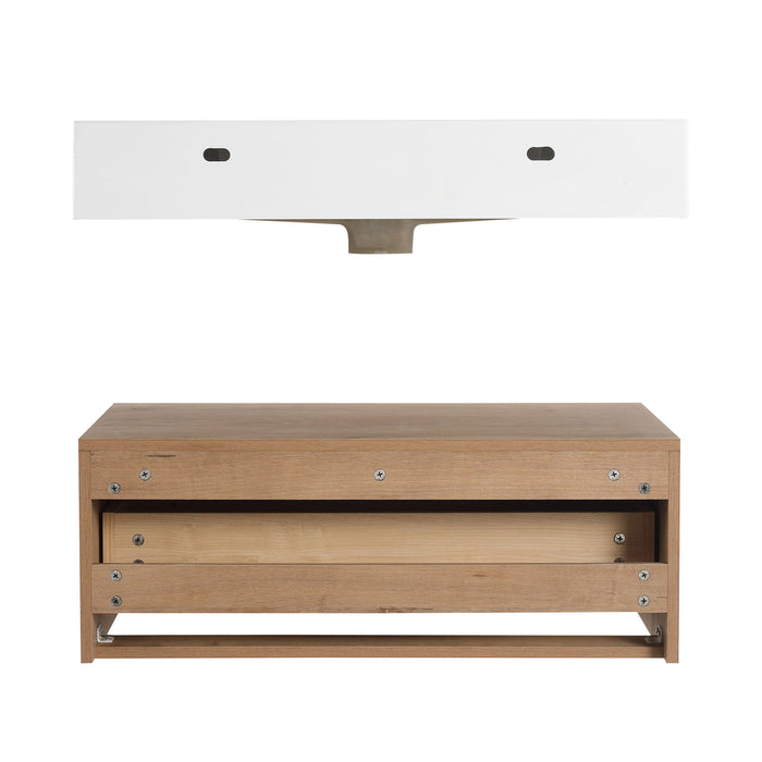 Wall Mounted Bathroom Vanity With Resin Sink And Soft Close Drawer - Imitative Oak