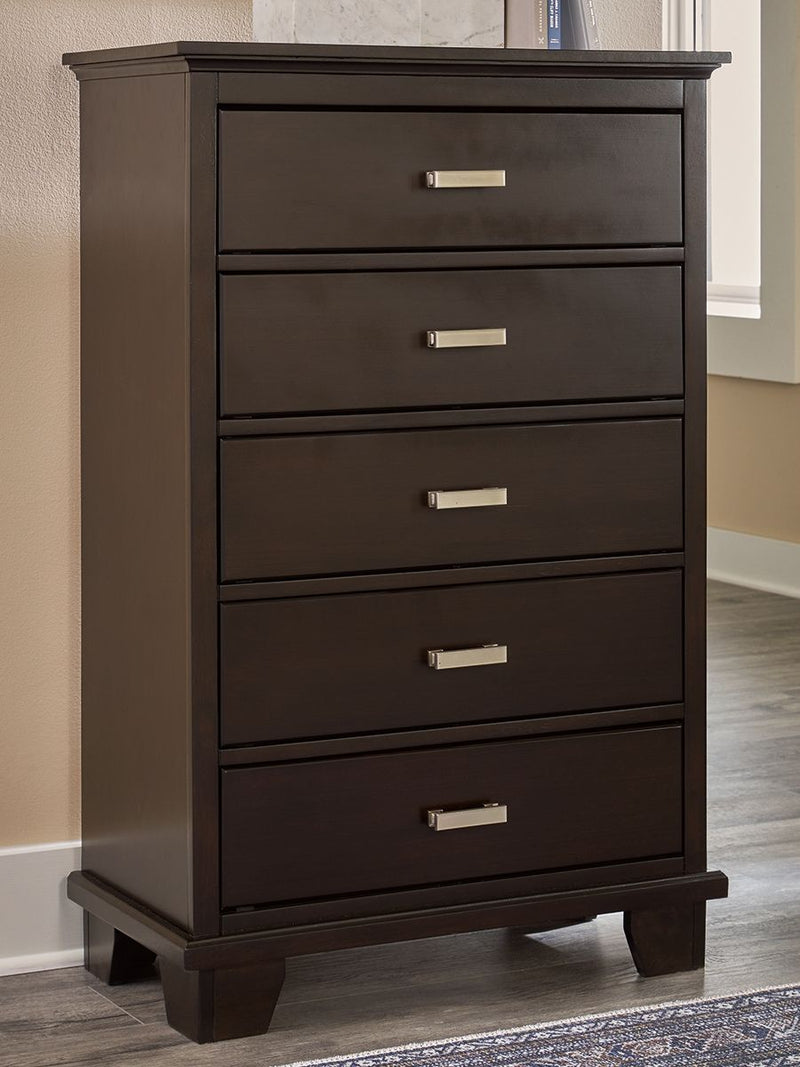 Covetown - Five Drawer Chest - Dark Brown