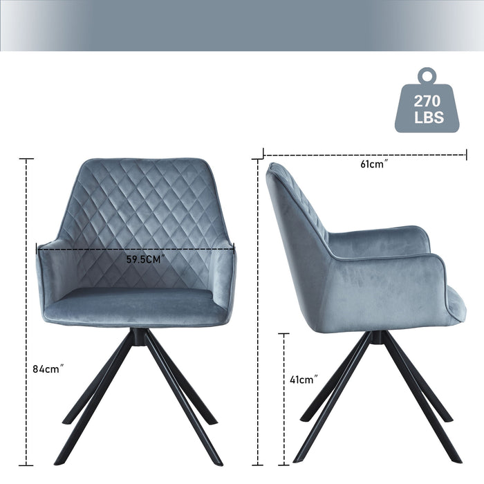Modern Desk Chair No Wheel, Ergonomic Office Chair Home Office Upholstered Chair, Computer Chair For Bedroom, Reception Room, Living Room With Metal Legs - Blue