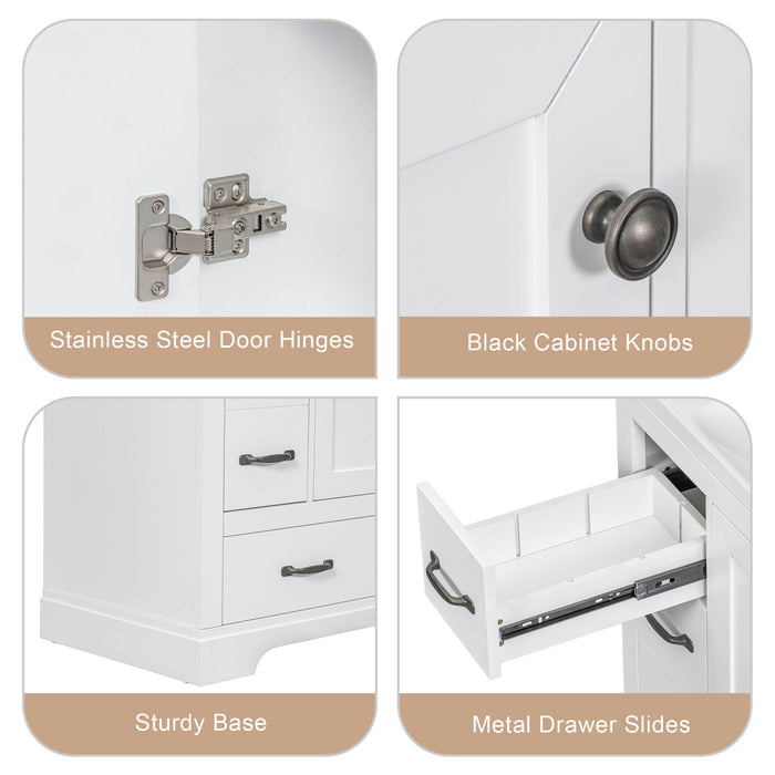 Modern Bathroom Vanity Base Only, 6 Drawer Storage With Adjustable Shelf