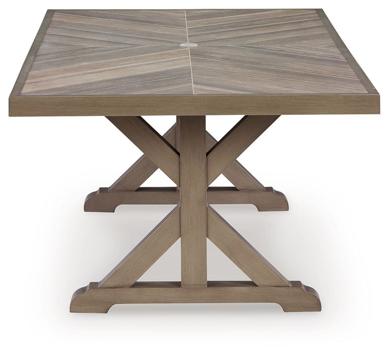 Laguna Heights - Rectangular Dining Table With Umbrella Option - Beige
