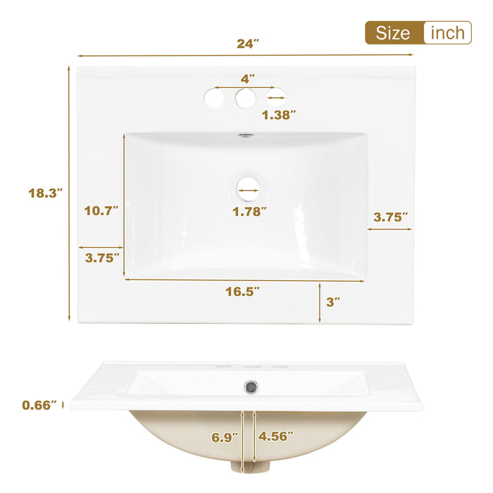 Bathroom Vanity, Modern Bathroom Cabinet With Sink Combo Set, Bathroom Storage Cabinet With A Soft Closing Door And 3 Drawers, Solid Wood Frame