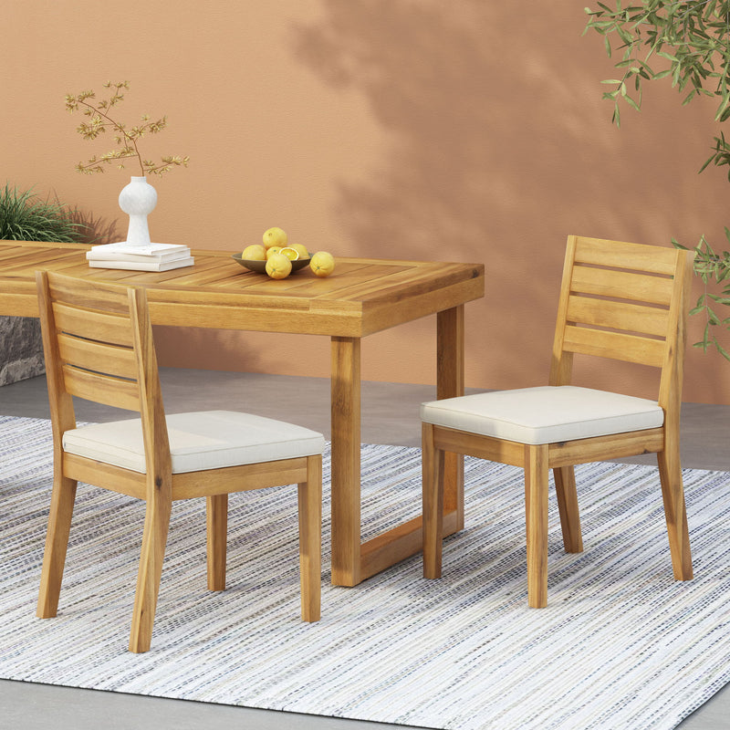 Outdoor Armless Dining Chair With Cushions