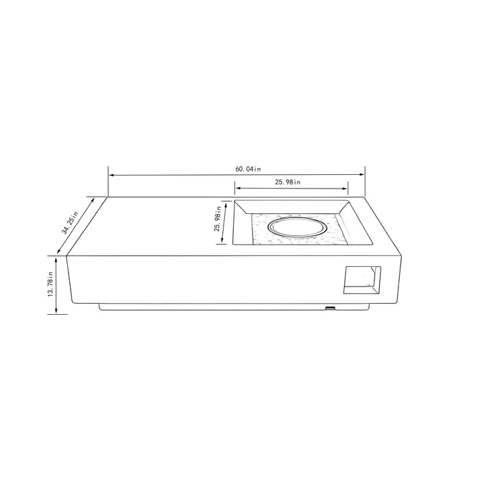 Propane Gas Fire Pit Table, 50000 Btu, Rectangular For Outside - Light Gray