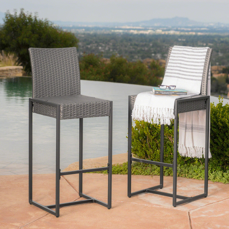 Outdoor Barstool With Hand Crafted Details (Set of 2)