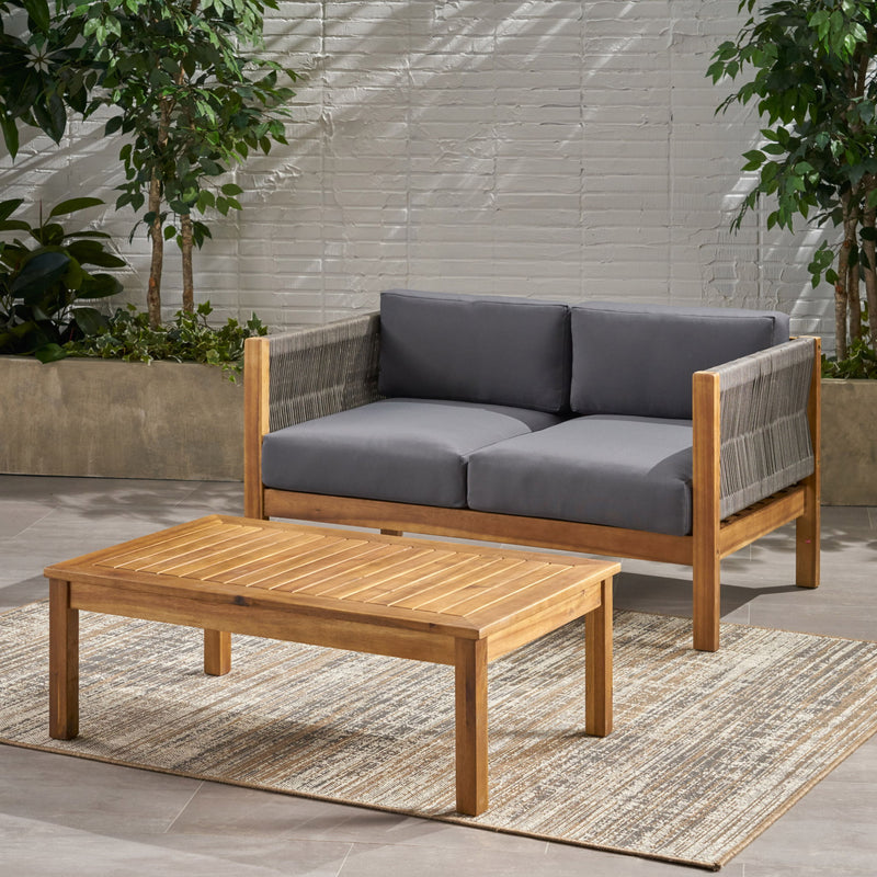 Charlotte - Outdoor And Rope 4 Seater Chat Set With Cushions - Teak