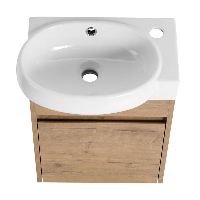 Modern Bathroom Vanity With Ceramic Basin, Wall Mounted Floating Sink Combo, Storage Cabinet