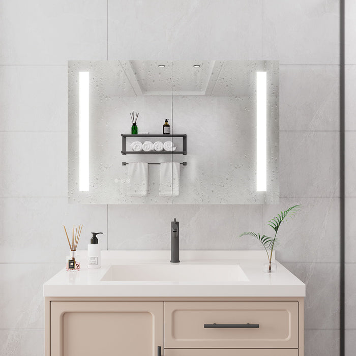 LED Medicine Cabinet With Mirror, Double Door With Defogger, Dimmer, Surface Mount