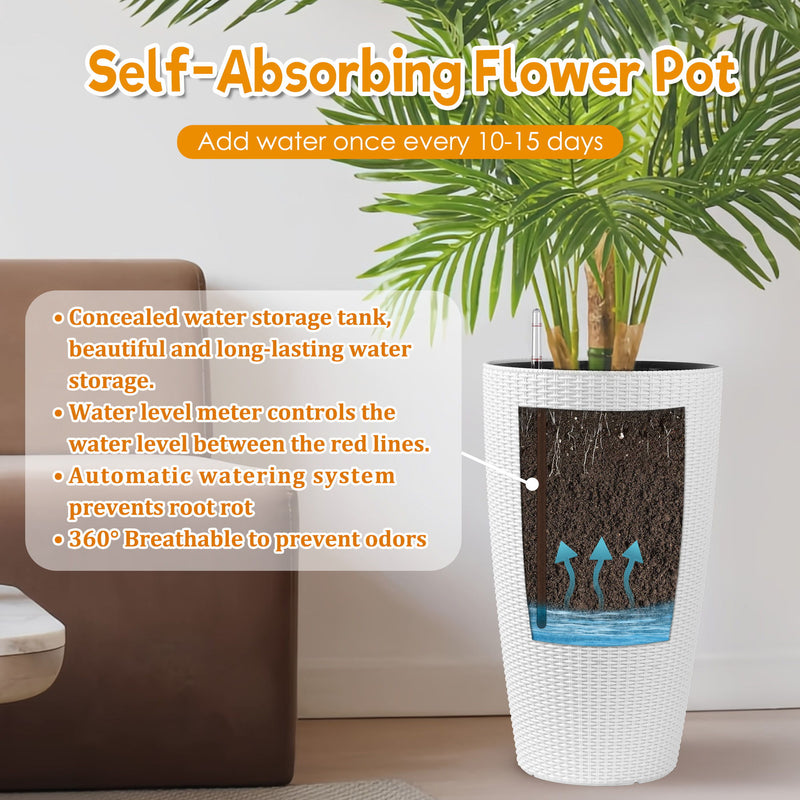 Tall Planters Set With Water Level Monitor And Auto Watering
