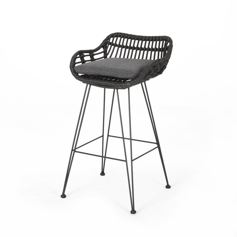 Outdoor Rattan Bar Chair With Metal Legs