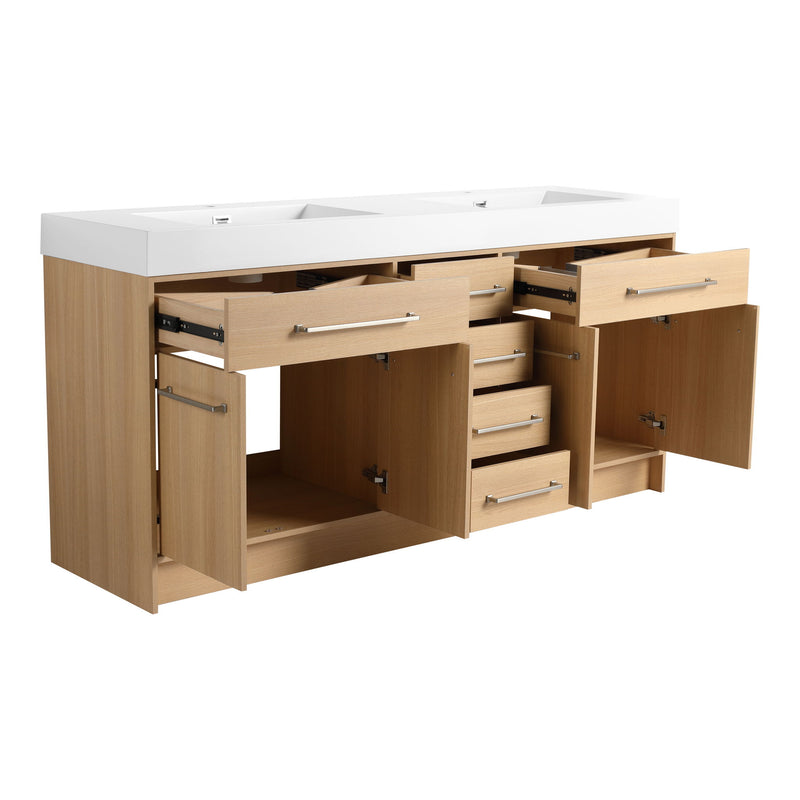 Freestanding Bathroom Vanity With Resin Sink, Soft-Closing Doors And Drawers