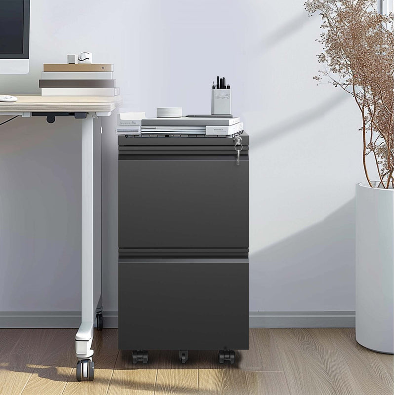 Metal Drawer Mobile File Cabinet With Lock For Home Office Organizer