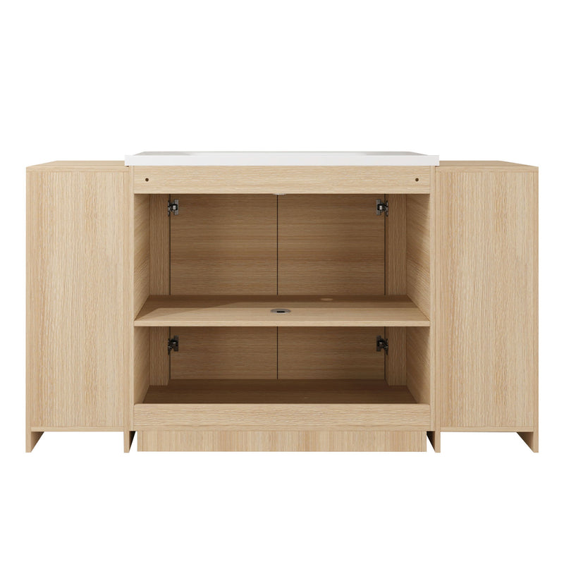 Freestanding Bathroom Vanity With Sink, 2 Small Storage Cabinets, Soft Close Doors