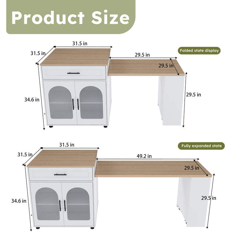 Expandable Kitchen Island With Power Outlet