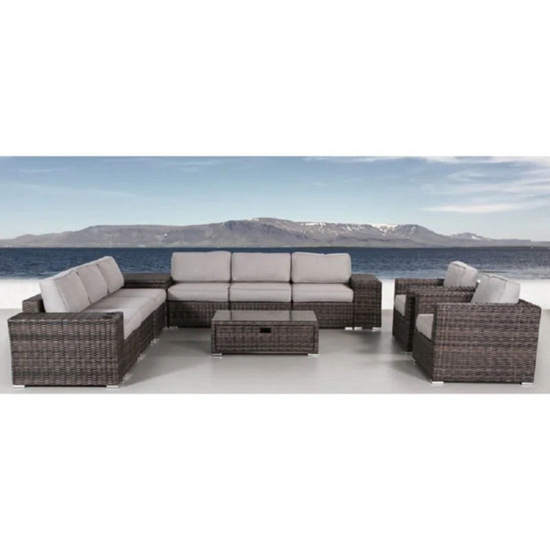 Stylish Rattan Wicker Person Seating Group With Premium Sunbrella Cushions Perfect For Outdoor Entertaining