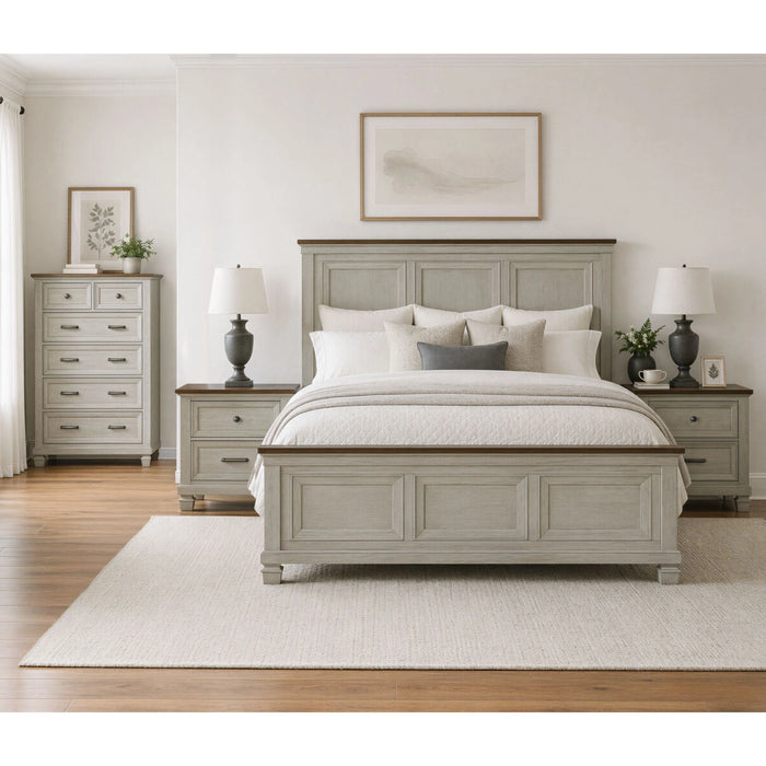 Farmington Bedroom Set in Medium Brown and Washed Stone