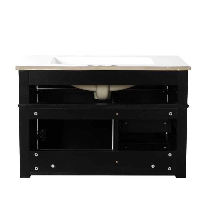 Wall Mounted Bathroom Vanity With 2 Drawers, 1 Tip Out Drawer, 3 Holes Sink