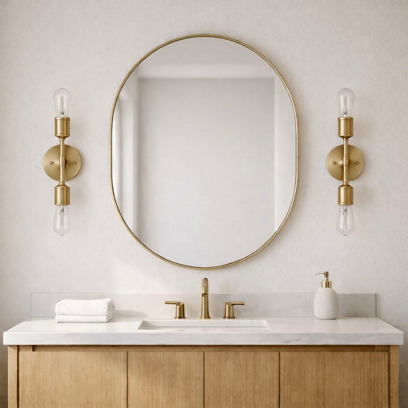 Reverie - Double Lights Bathroom Wall Sconce Over Mirror - Clear / Gold