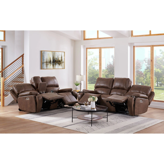 Atlantis 2PC Living Room Set in Heritage Brown-Sofa & Loveseat