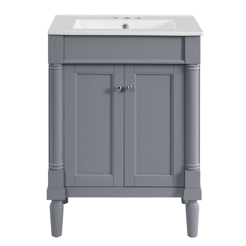 Bathroom Vanity With Top Sink, 2 Tier Storage Cabinet