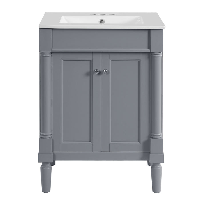 Bathroom Vanity With Top Sink, 2 Tier Storage Cabinet