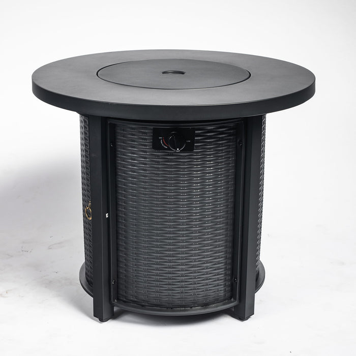 Propane Round 40000Btu Fire Pit Table - Black