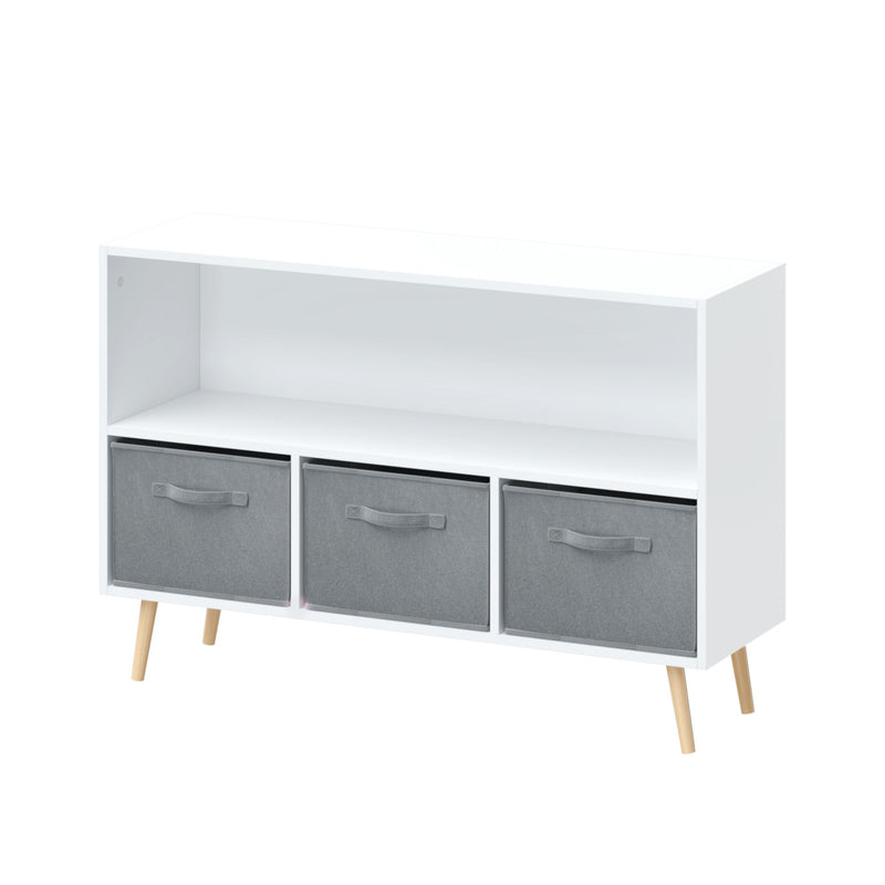 Bookcase With Collapsible Drawers, Book Display Organizer