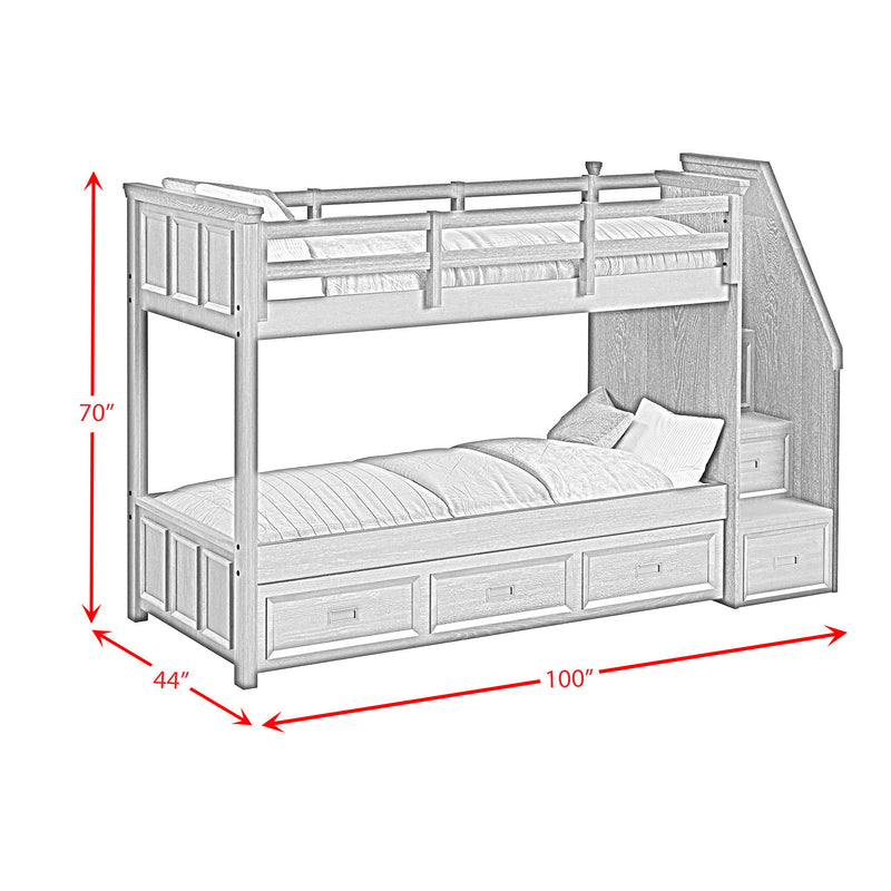 Hampton Kids - Bunk With Staircase And Trundle Bedroom Set