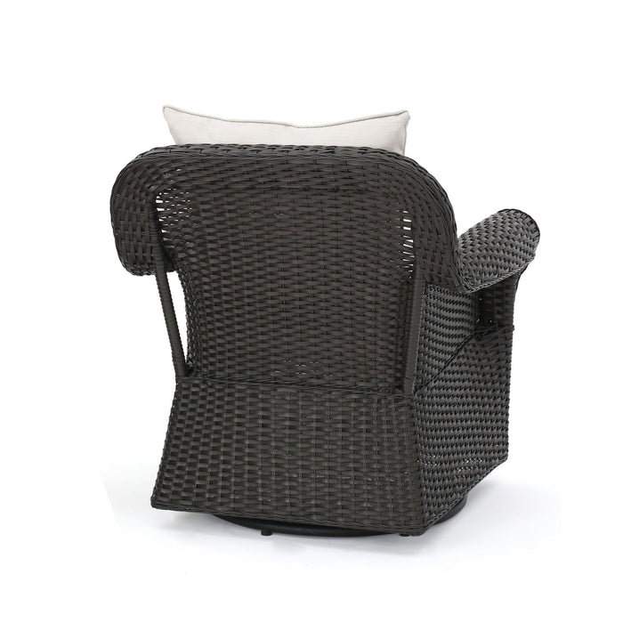 Amaya - Outdoor Swivel Rocker Chair With Water Resistant Cushions - Brown / Beige
