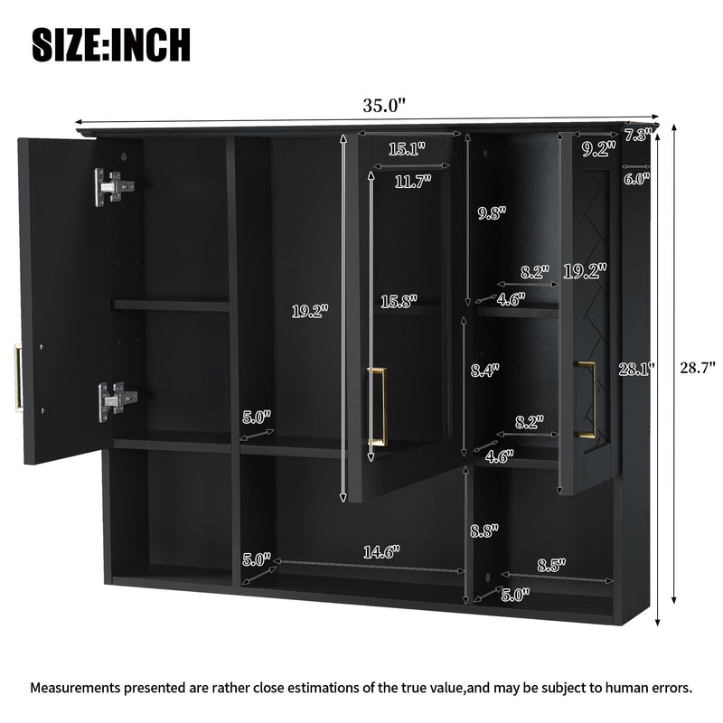 Modern Wall Mounted Medicine Cabinet With Adjustable Shelves, Soft Close Doors, High Define Mirror