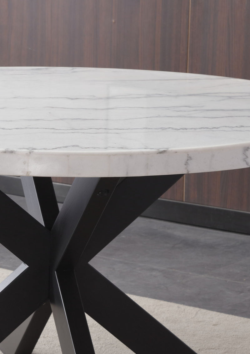 Xena - Marble Top Round Table - White / Black