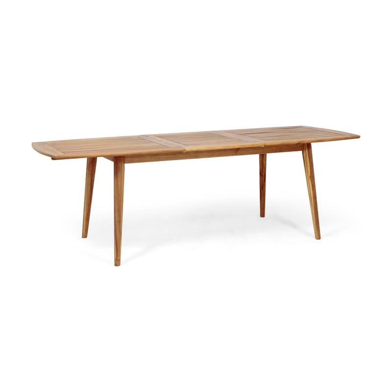 Placidity - Outdoor Expandable Dining Table With Slatted Tabletop And Tapered Legs