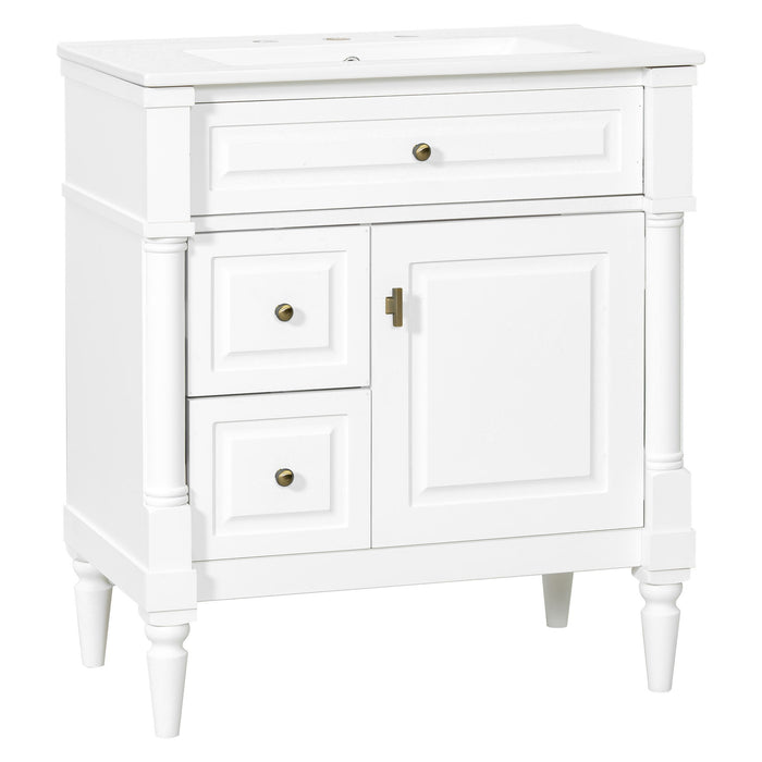 Modern Bathroom Vanity With Sink, Freestanding Cabinet With Flip Drawer & Adjustable Shelf